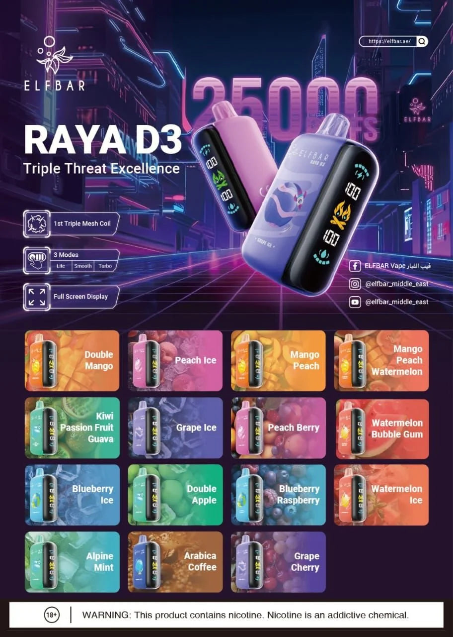ELF BAR RAYA D3 25000 PUFFS DISPOSABLE VAPE